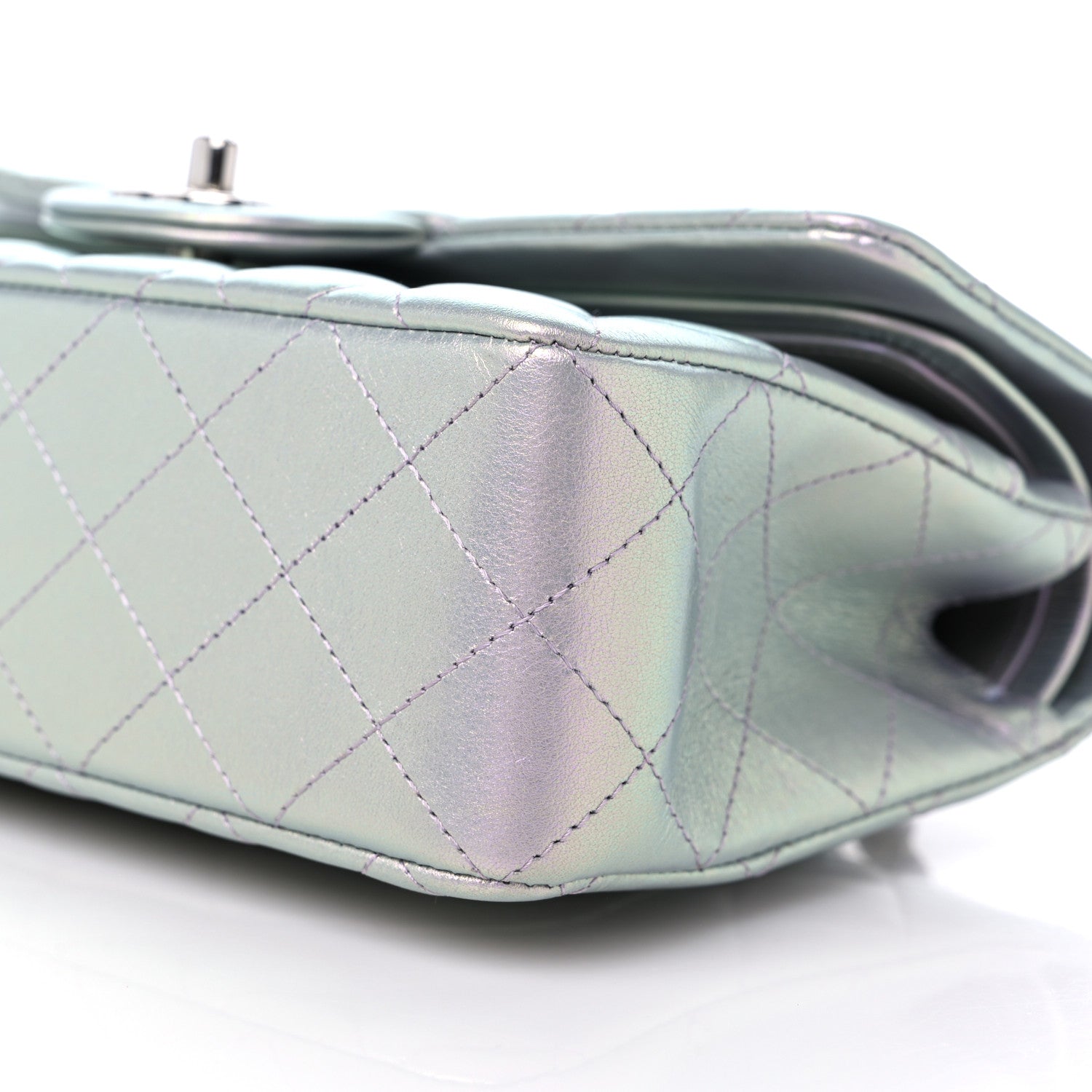 Chanel Iridescent Calfskin Quilted Small Double Flap Light Purple 9 of 13