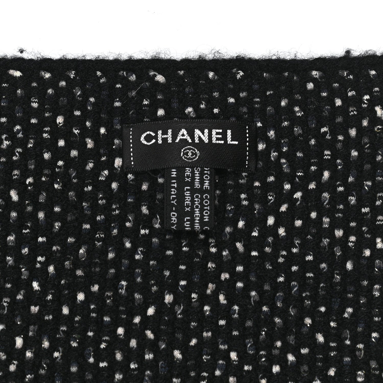 Chanel Cotton Cashmere CC Scarf Black 5 of 5