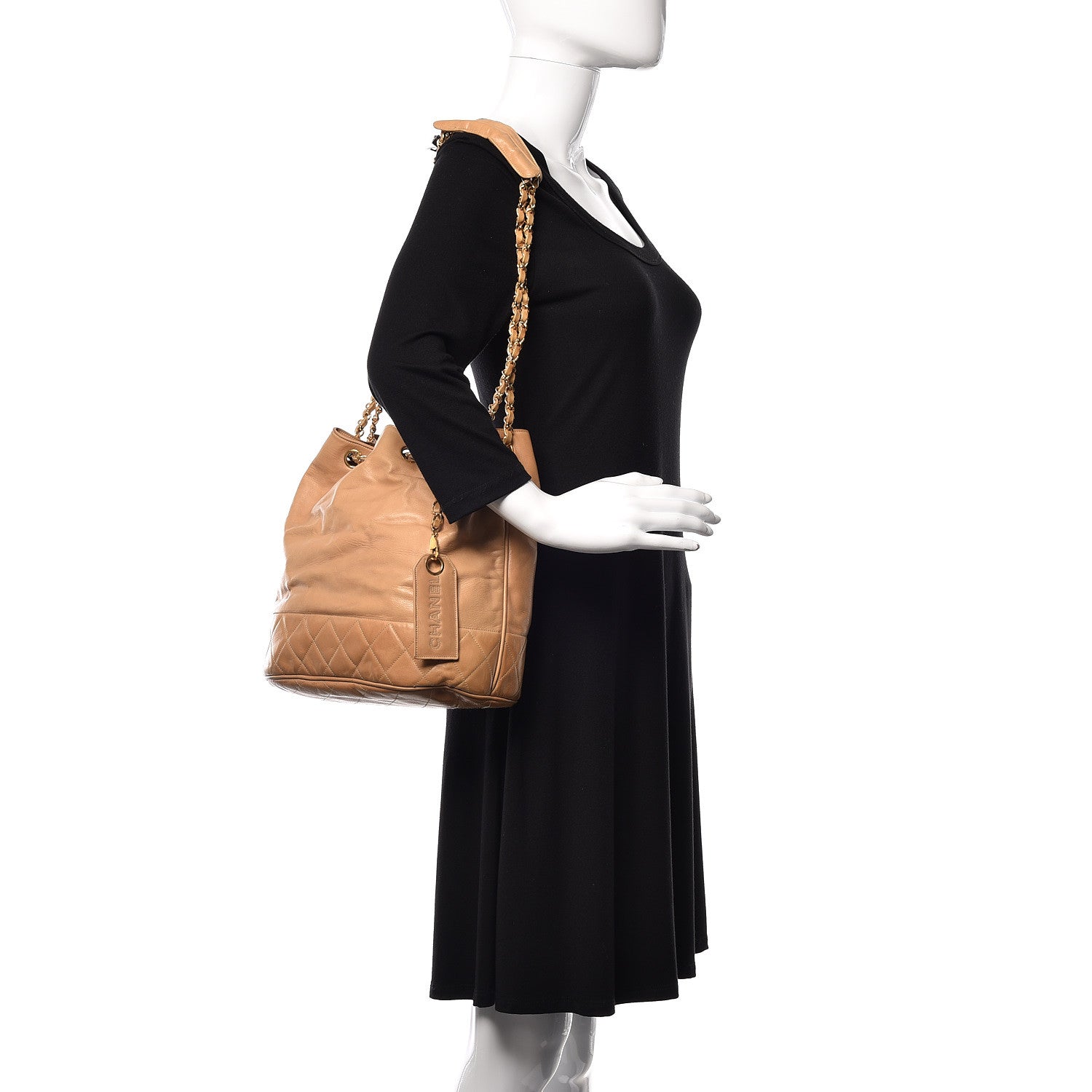 Chanel Lambskin Drawstring Bag Beige 2 of 17