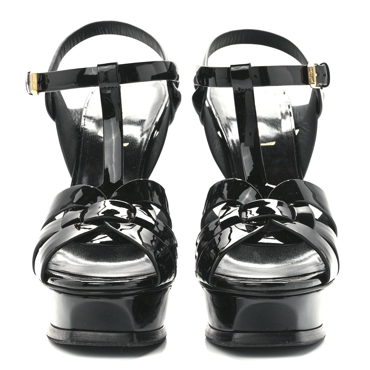 Saint Laurent Patent Tribute 105 Platform Sandals 37 Black 2 of 9
