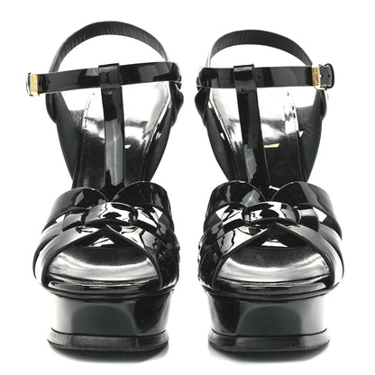 Saint Laurent Patent Tribute 105 Platform Sandals 37 Black 2 of 9
