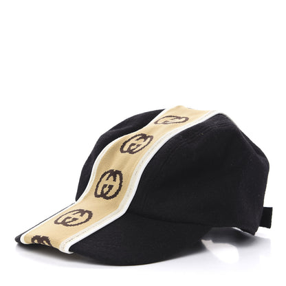 Gucci Wool Interlocking GG Stripe Baseball Hat L Black 1 of 6