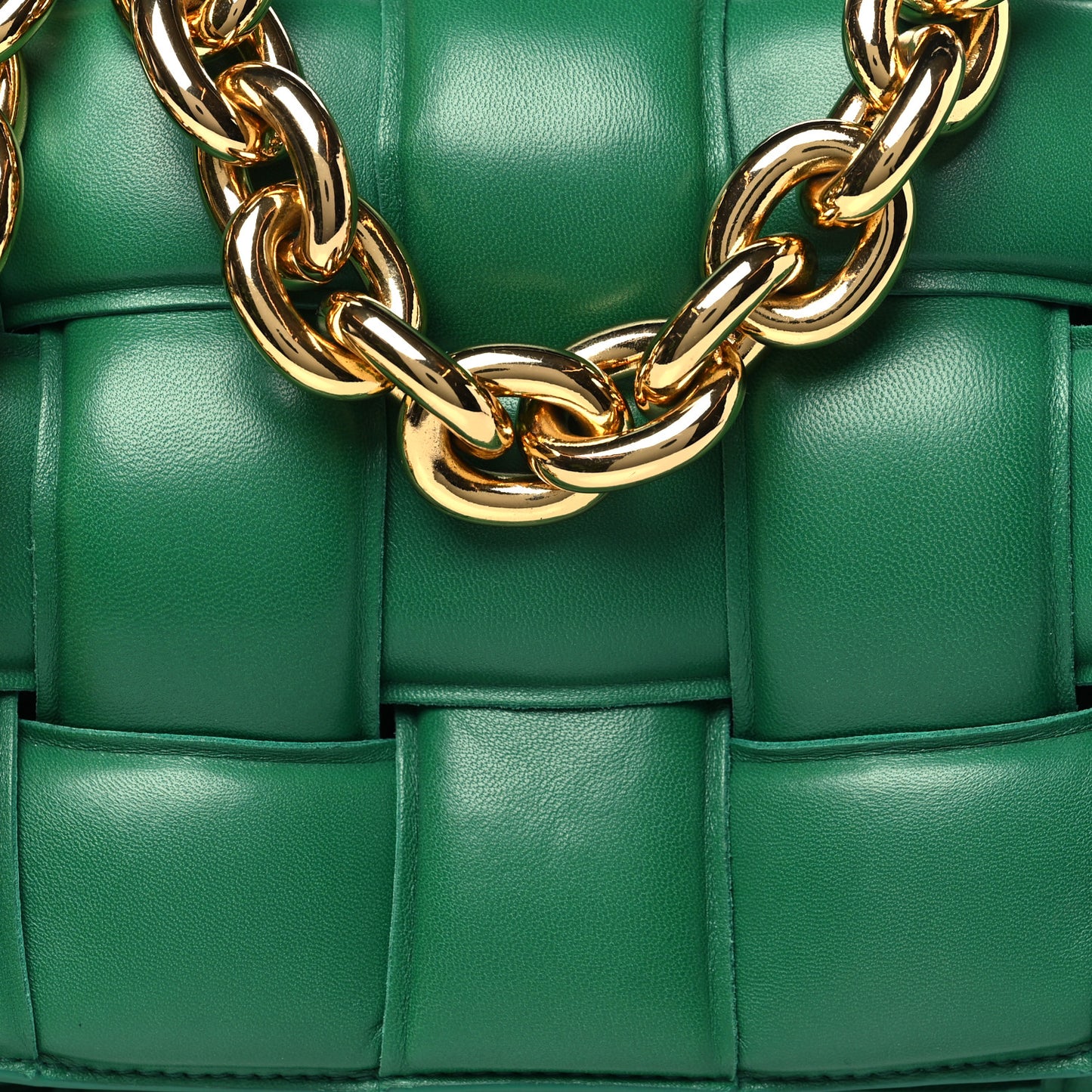 Lambskin Maxi Intreccio Padded Chain Cassette Crossbody Bag Racing Green