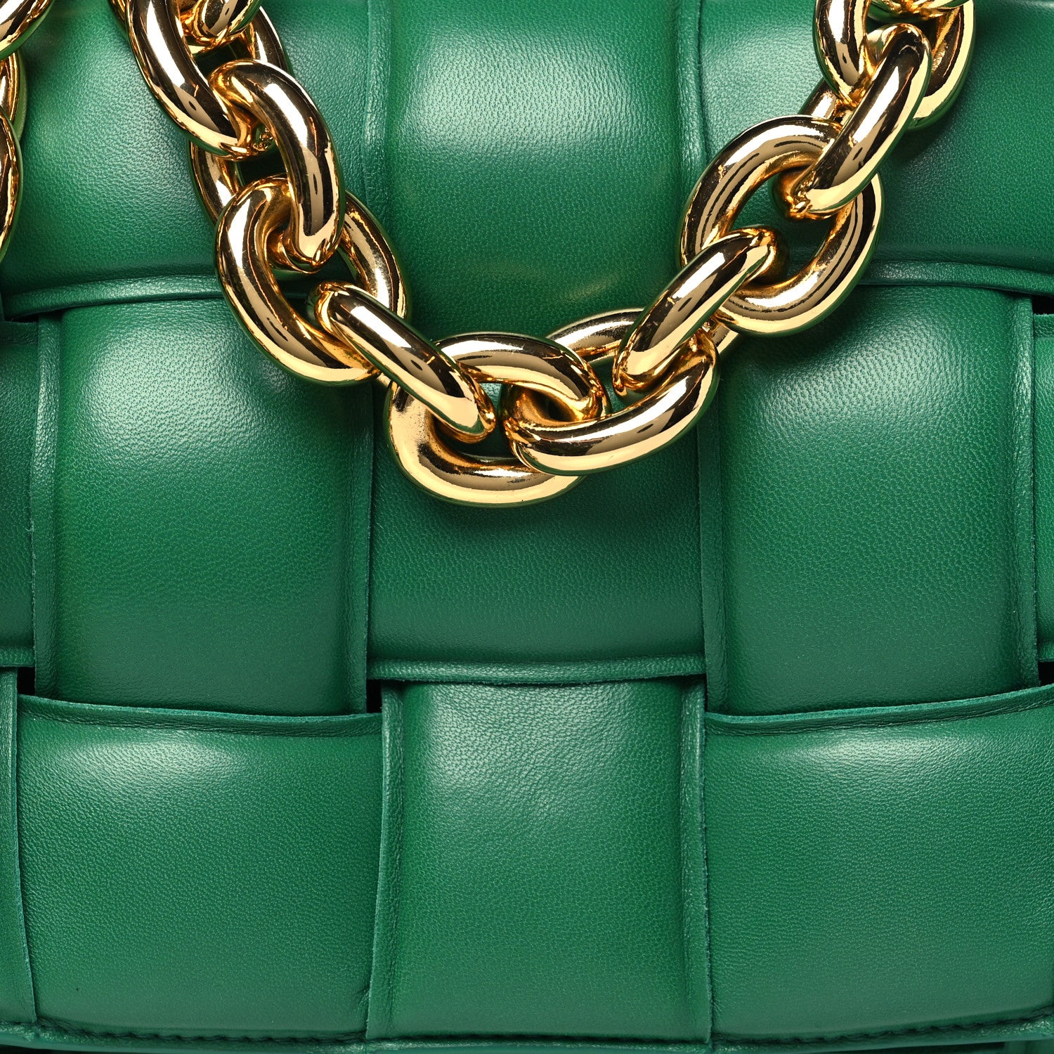 Bottega Veneta Lambskin Maxi Intreccio Padded Chain Cassette Crossbody Bag Racing Green 8 of 10