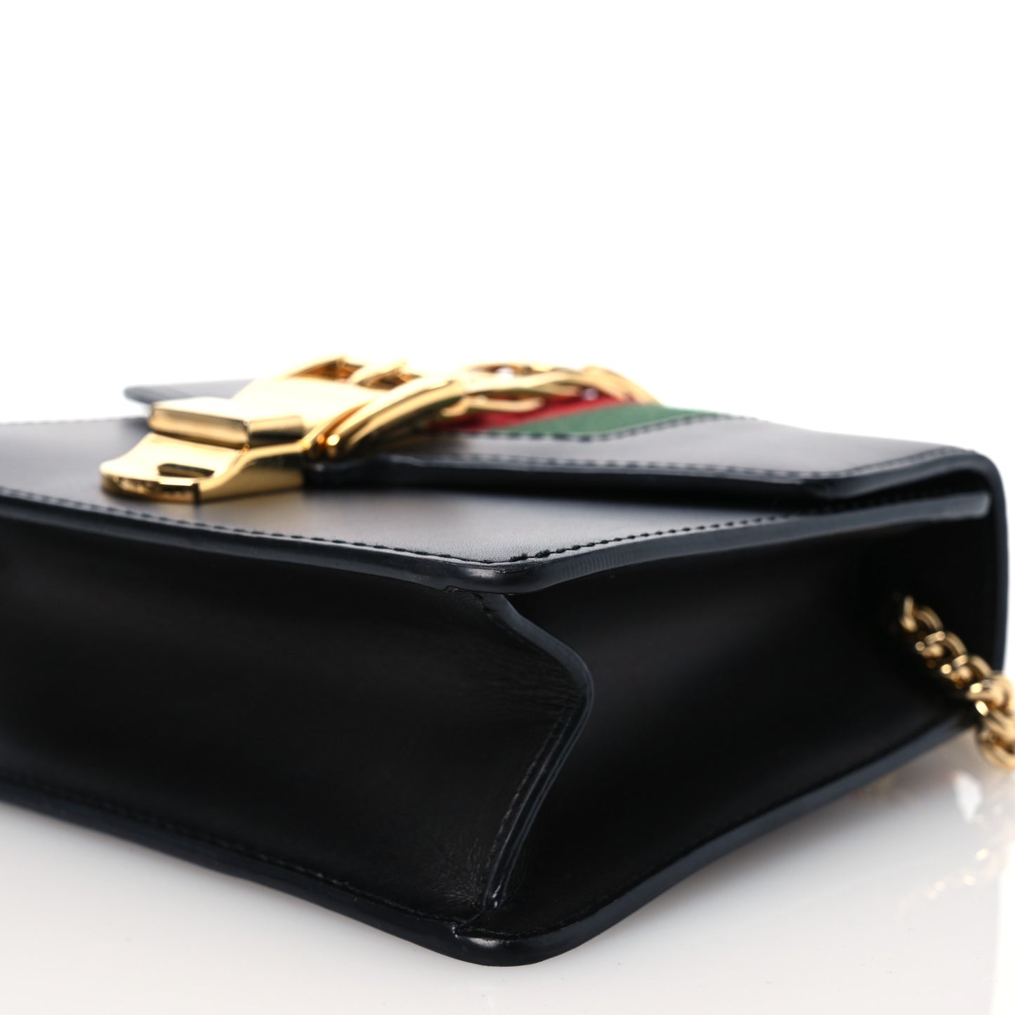 Calfskin Mini Sylvie Chain Shoulder Bag Black