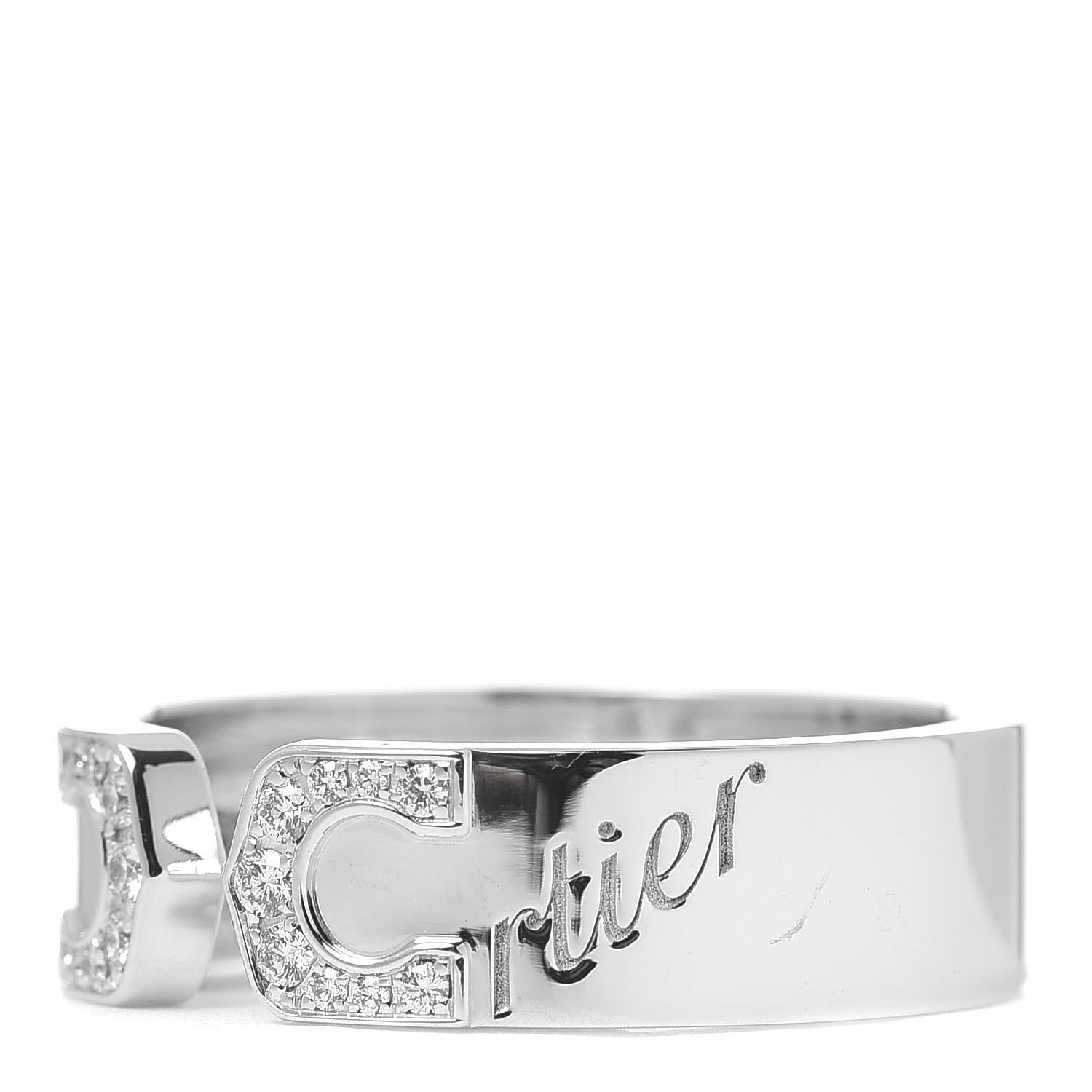 Cartier 18K White Gold Diamond 6mm C De Ring 55 7.25 3 of 5