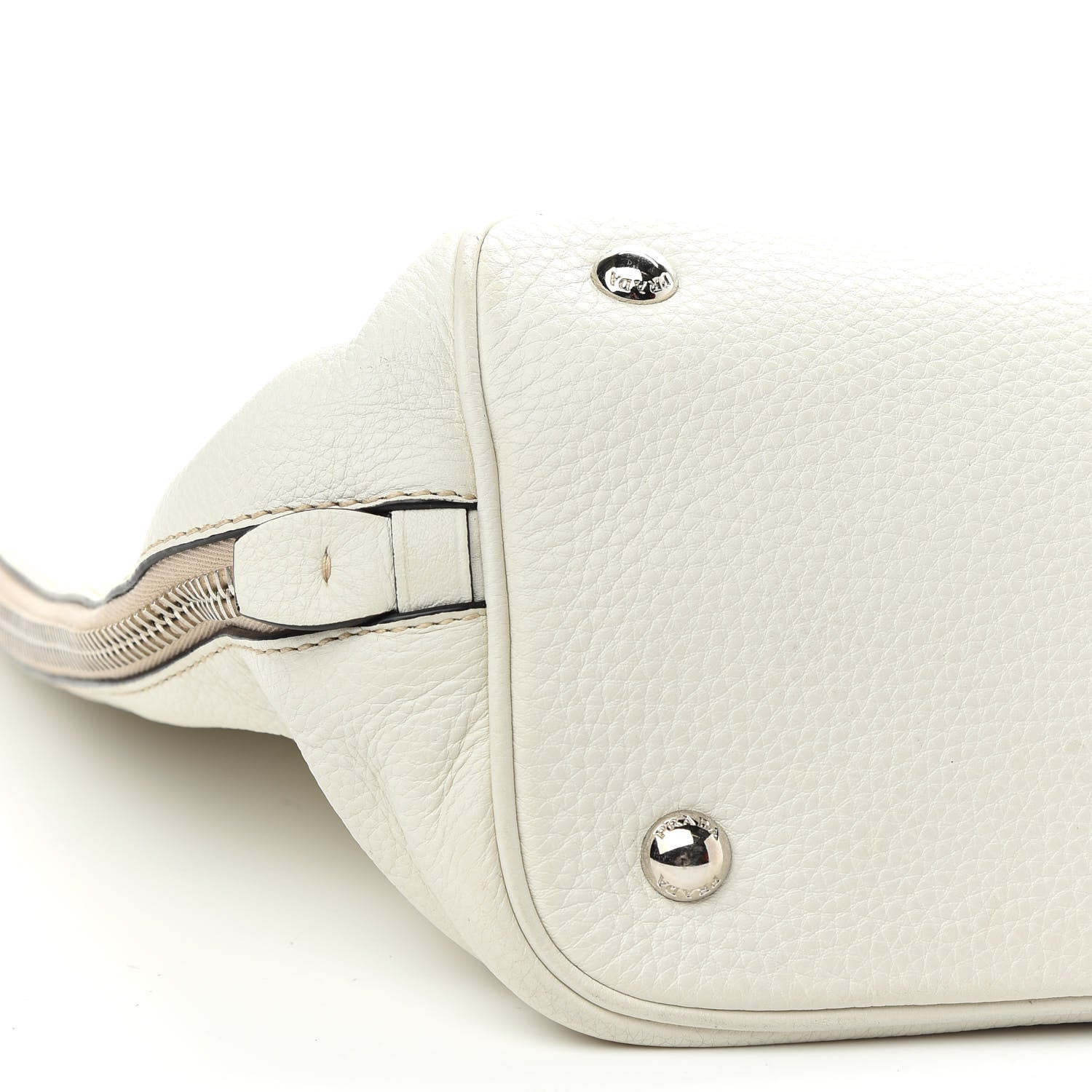 Prada Vitello Daino Side Zip Tote Talco 9 of 11