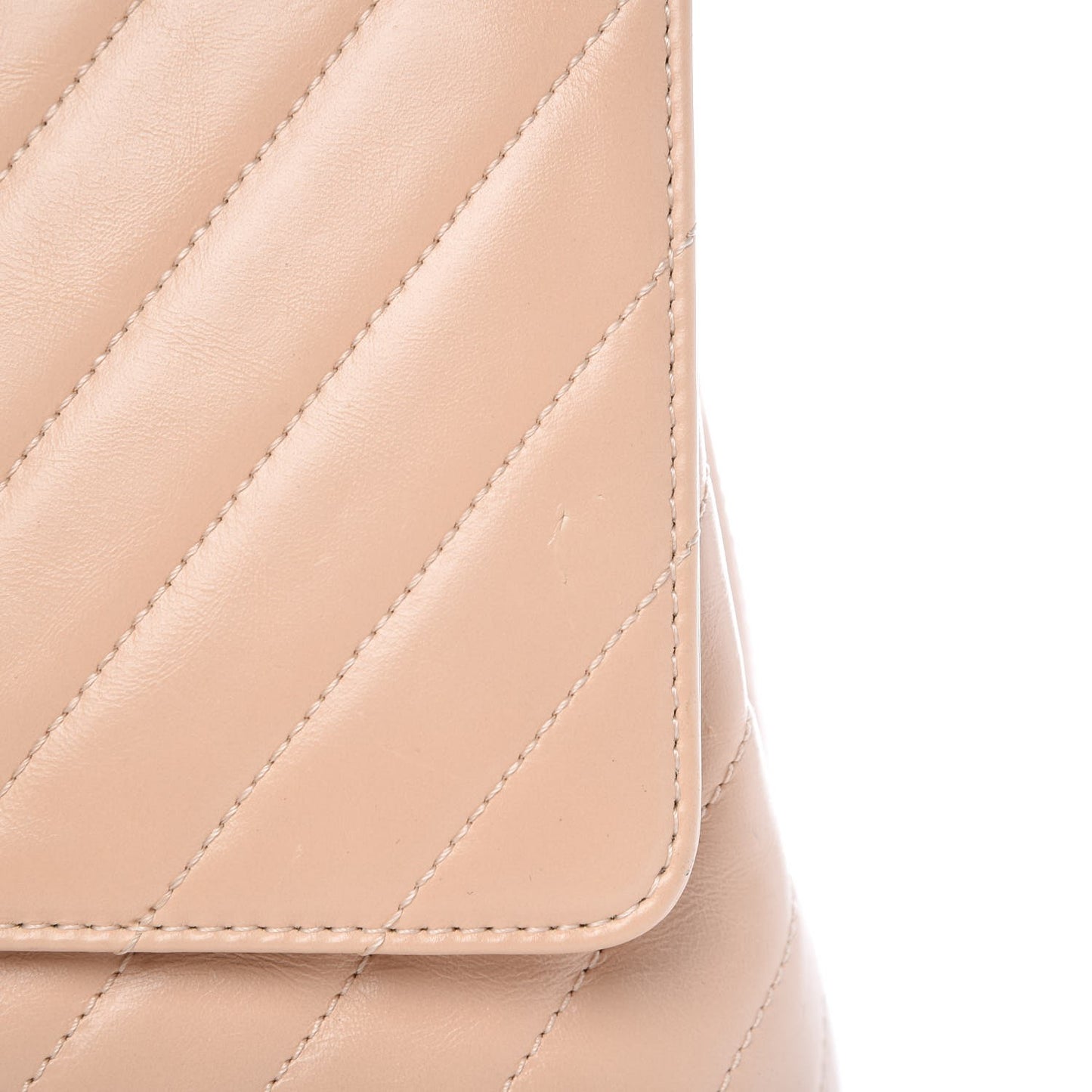 Calfskin Chevron Quilted Small Coco Handle Flap Light Beige