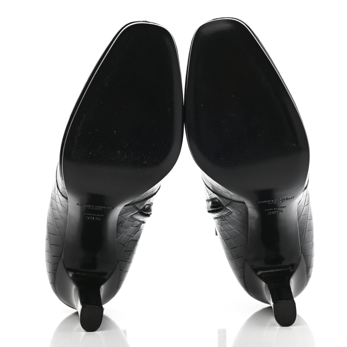 Shiny Crocodile Embossed Jane 90 Zip Booties 39.5 Black