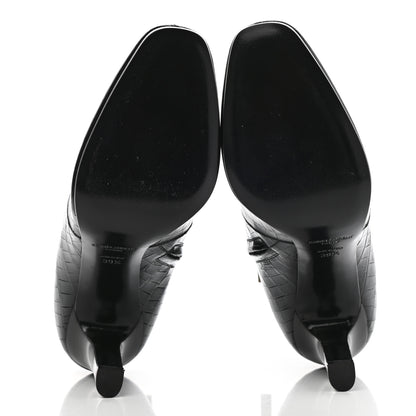 Saint Laurent Shiny Crocodile Embossed Jane 90 Zip Booties 39.5 Black 5 of 9