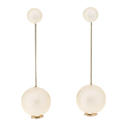 Chanel Pearl CC Chain Drop Earrings Gold 1 of 5