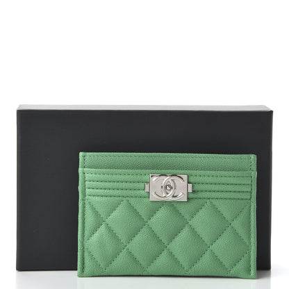 Chanel Caviar Quilted Boy Card Holder Green 12 of 12