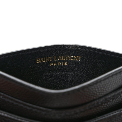 Saint Laurent Grain De Poudre Matelasse Chevron Monogram Credit Card Case Black 6 of 7
