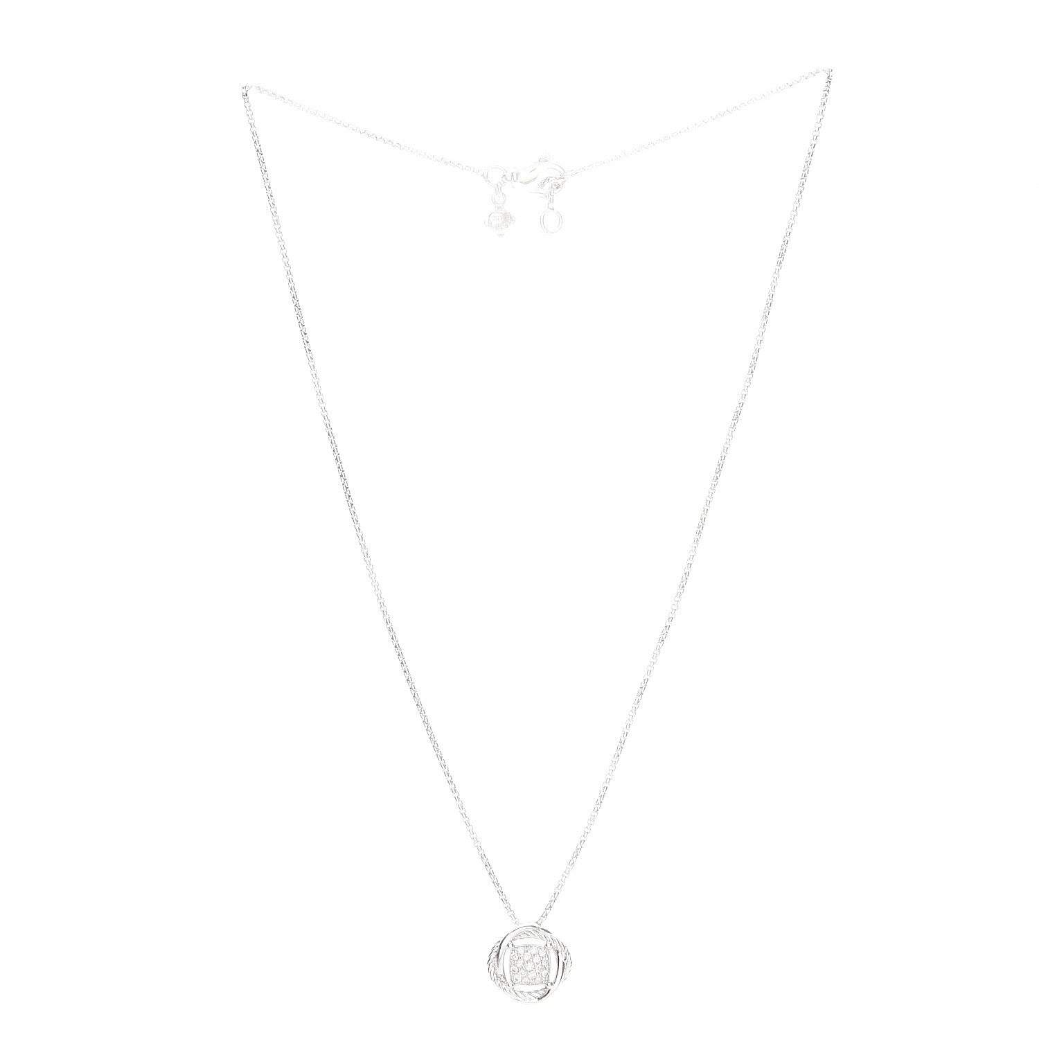 David Yurman Sterling Silver Diamond 7mm Infinity Pendant Necklace 3 of 7