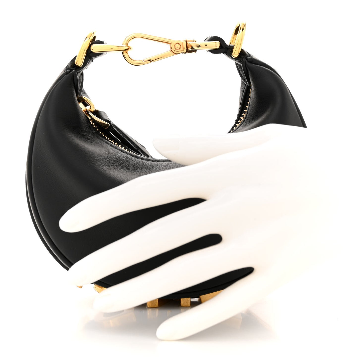 Vitello Grace Matte Nano Fendigraphy Hobo Charm Black
