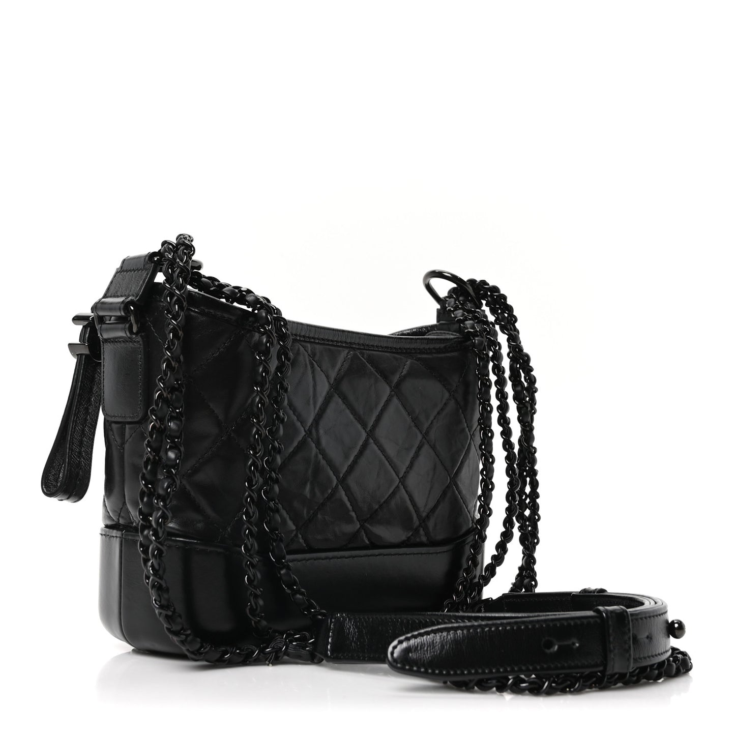 Aged Calfskin Quilted Small Gabrielle Hobo So Black