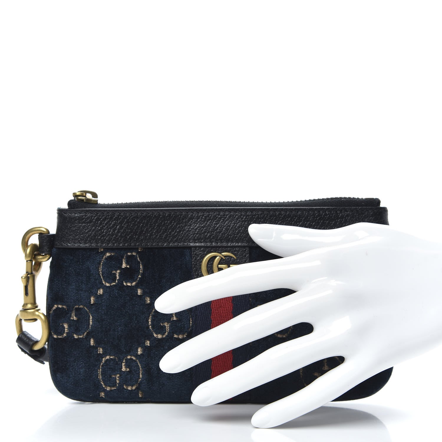 Gucci Velvet GG Monogram Textured Calfskin Web Smartphone Case Blue Beige Black 2 of 7