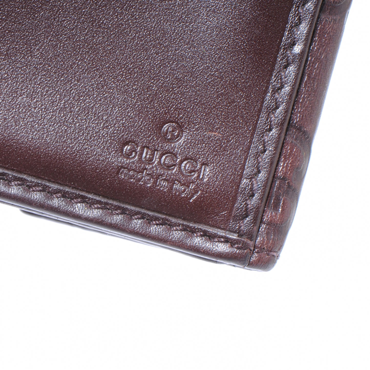 Guccissima Margaux Calfskin Metal Bar Continental Flap Wallet Chocolate