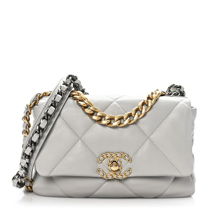 Chanel Goatskin Quilted Medium Chanel 19 Flap Grey 1 of 9