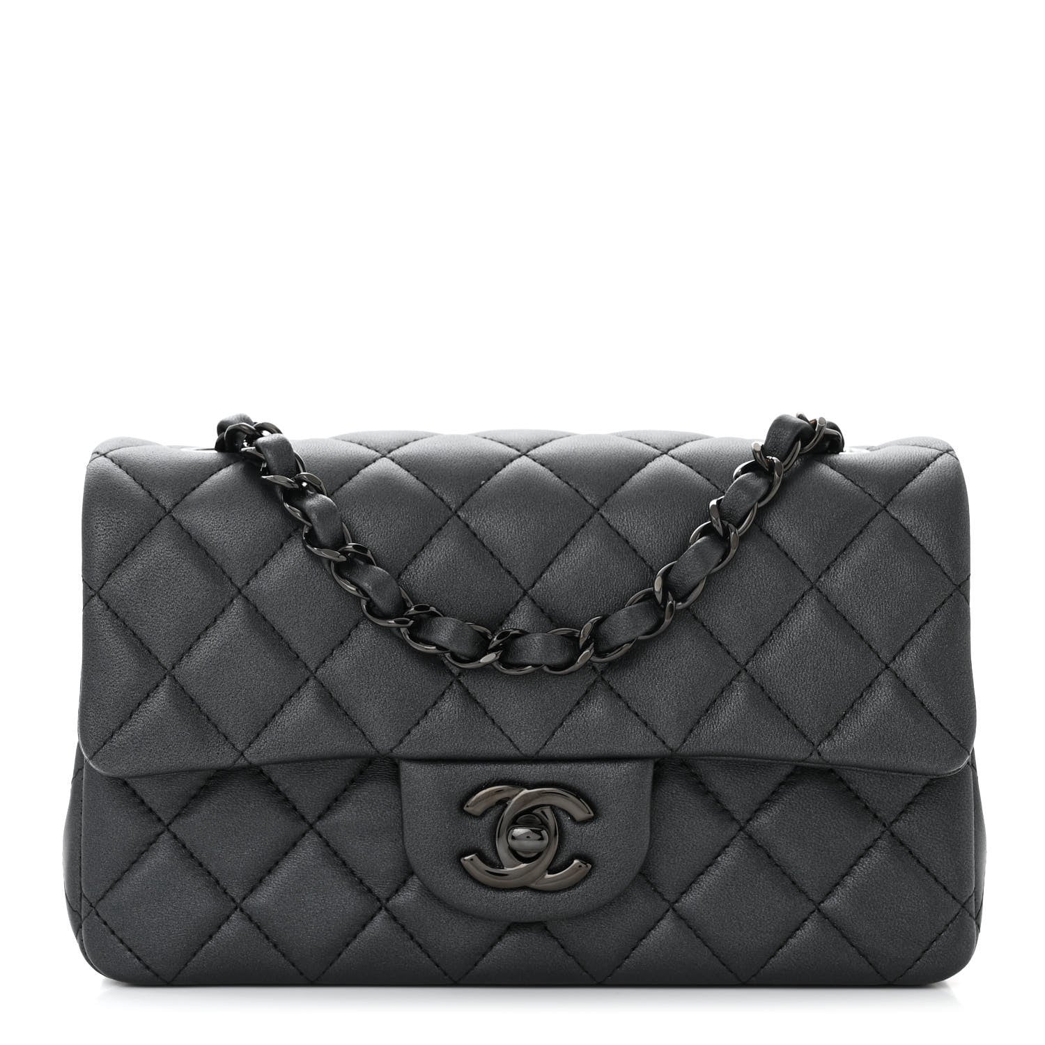 Chanel Pearly Lambskin Quilted Mini Rectangular Flap So Black 1 of 11