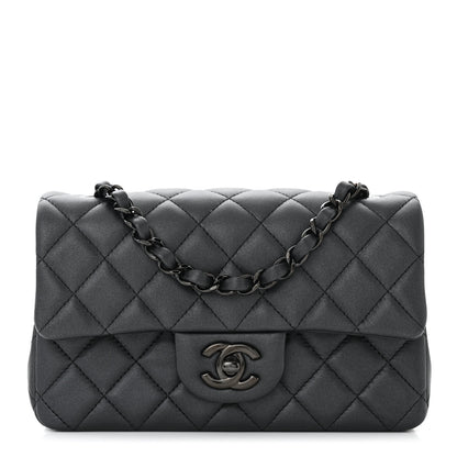 Chanel Pearly Lambskin Quilted Mini Rectangular Flap So Black 1 of 11