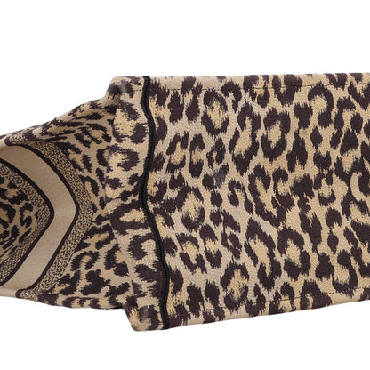 Christian Dior Canvas Mizza Embroidered Large Leopard Book Tote Beige 8 of 9