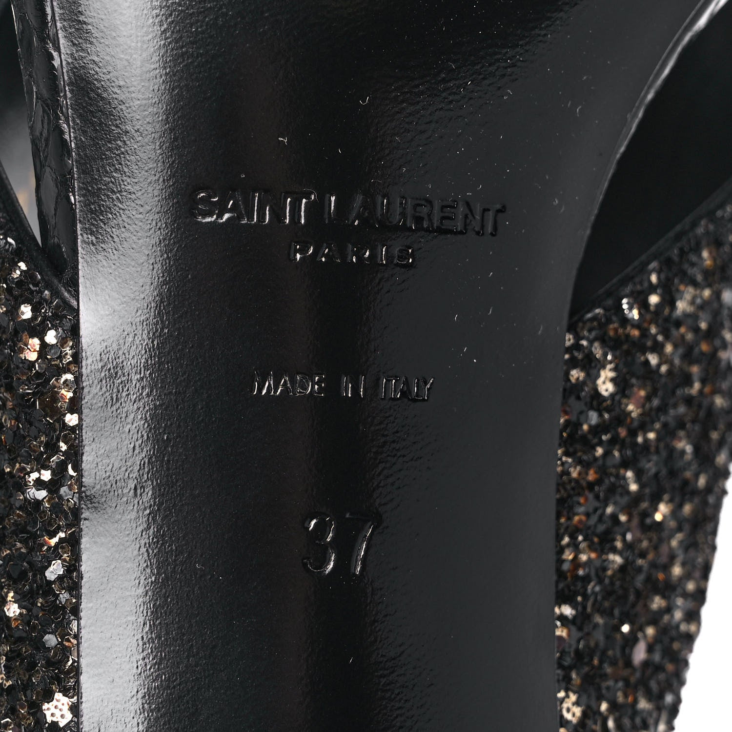 Saint Laurent Glitter LouLou 70 Mule Sandals 37 Black Gold 7 of 9