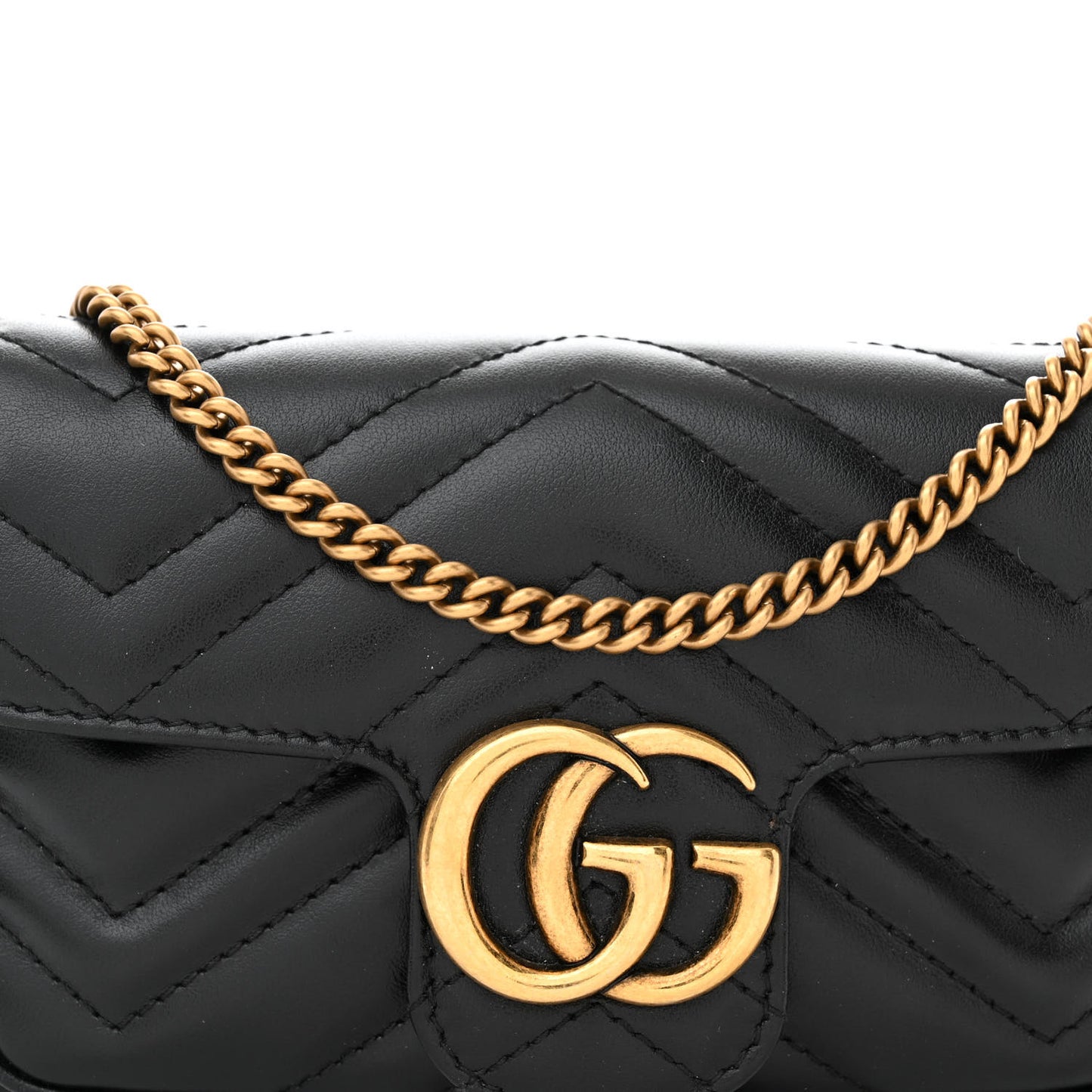 Calfskin Matelasse Super Mini GG Marmont Shoulder Bag Black