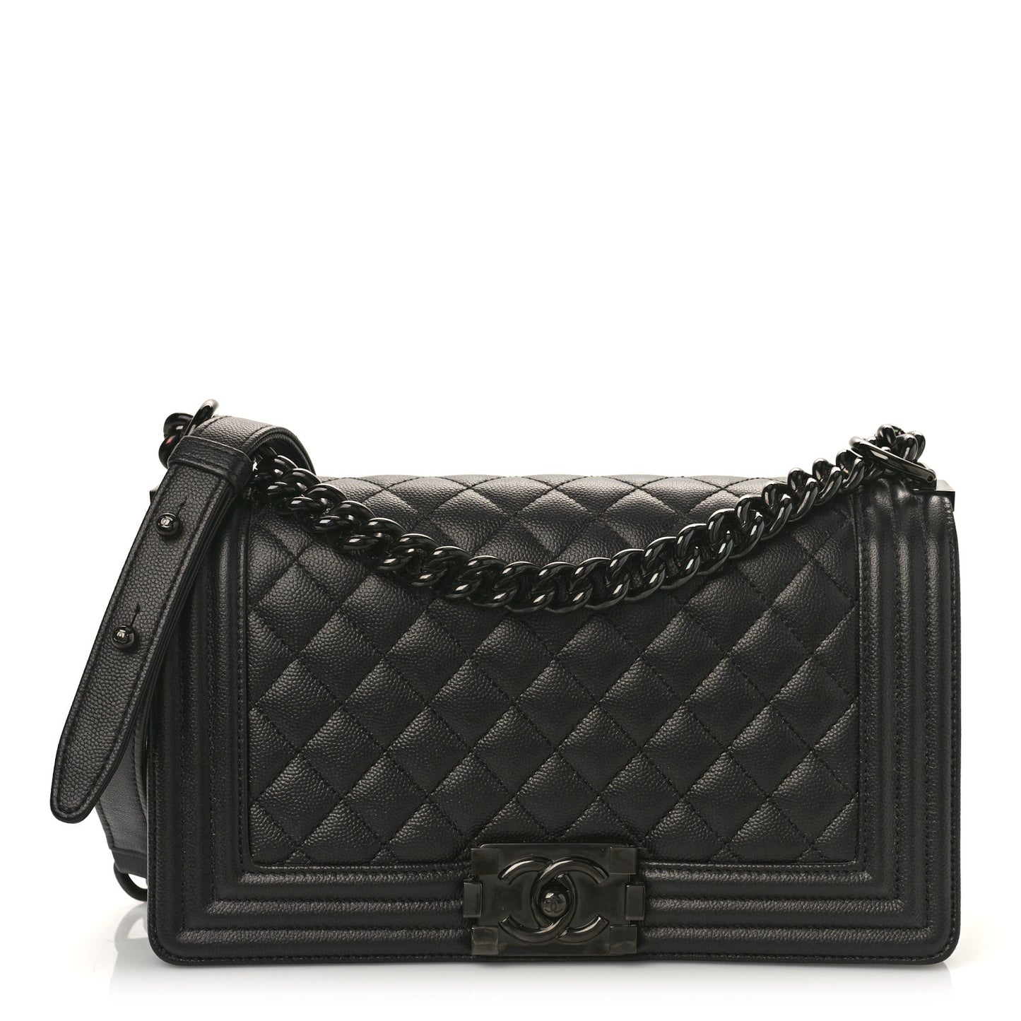 Caviar Quilted Medium Boy Flap So Black