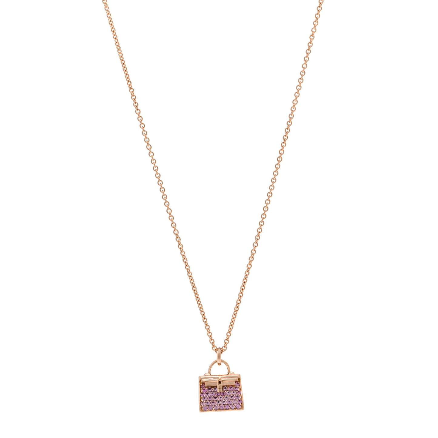 18K Rose Gold Pink Sapphire Kelly Amulettes Pendant Necklace