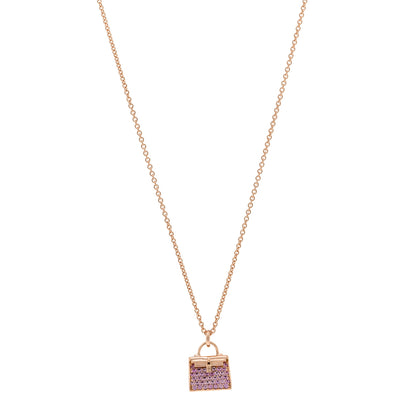 Hermes 18K Rose Gold Pink Sapphire Kelly Amulettes Pendant Necklace 1 of 6