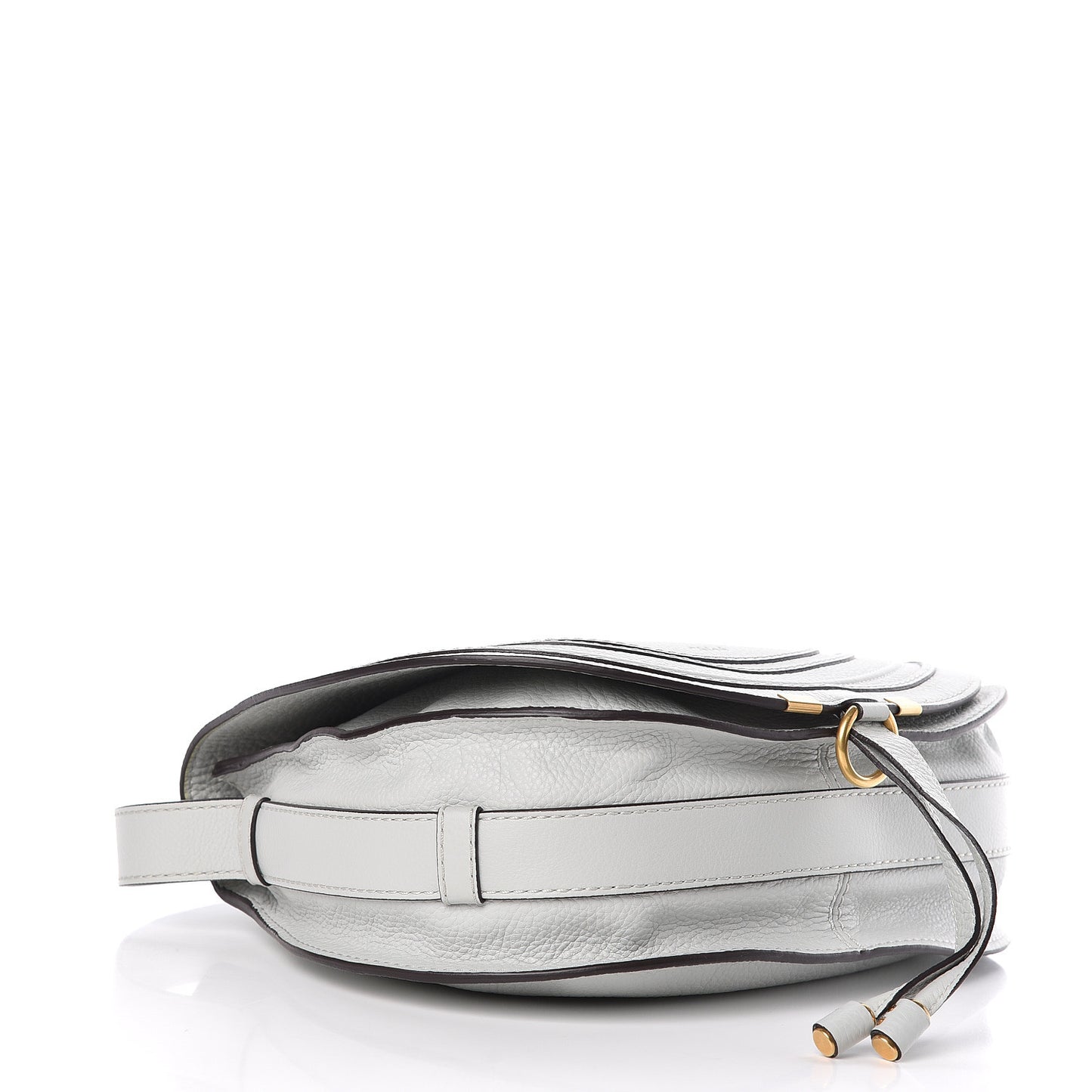 Grained Calfskin Medium Marcie Saddle Bag Airy Grey
