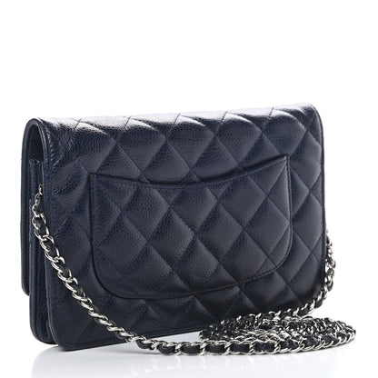 Chanel Caviar Quilted Wallet On Chain WOC Navy Blue 3 of 14