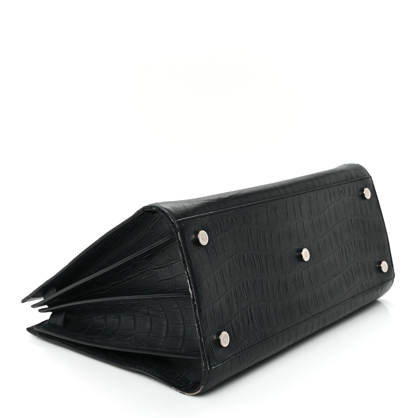 Calfskin Crocodile Embossed Large Sac De Jour Carryall Black