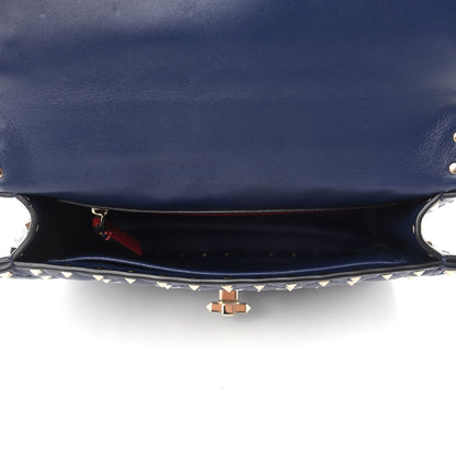 Valentino Garavani Nappa VLTN Print Medium Rockstud Spike Shoulder Bag Pure Blue White 5 of 9
