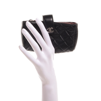 Chanel Lambskin Quilted Mini Phone Holder Clutch Black 2 of 7