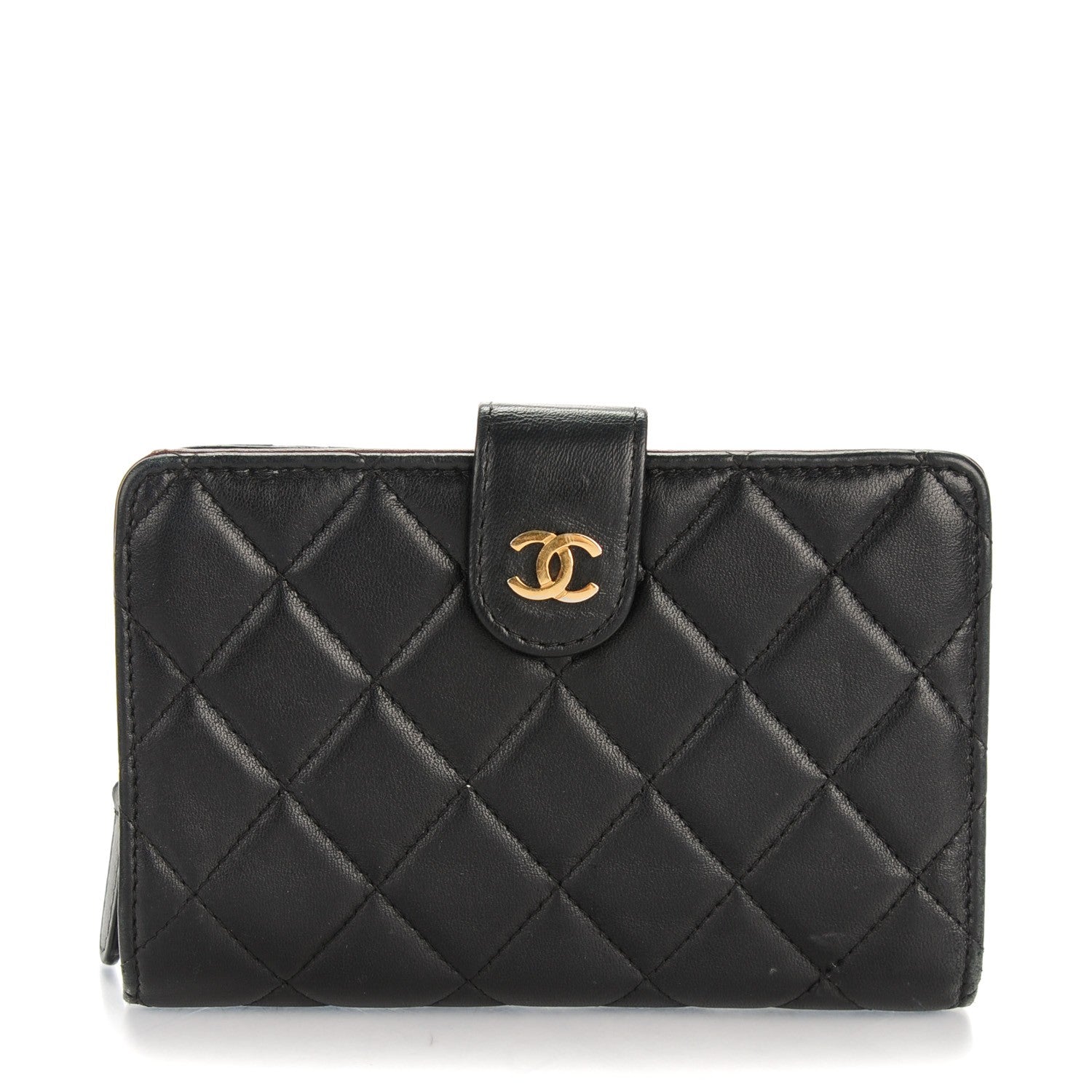 Chanel Lambskin Quilted Zipped Pocket Wallet Black 1 of 9