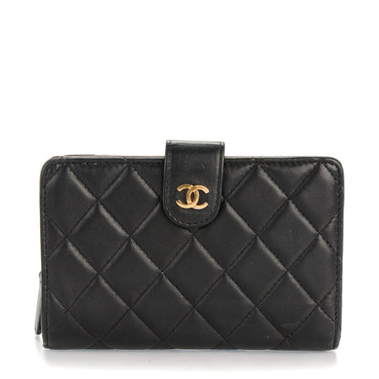 Chanel Lambskin Quilted Zipped Pocket Wallet Black 1 of 9