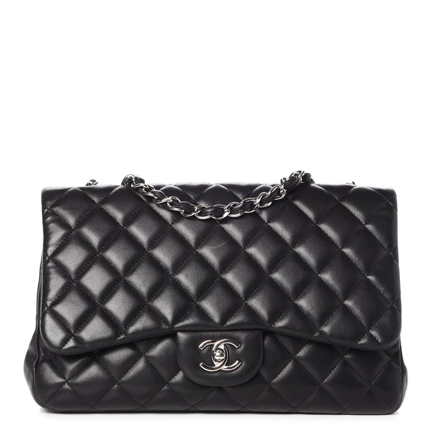 Chanel Lambskin Quilted Jumbo Single Flap Black 1 of 7