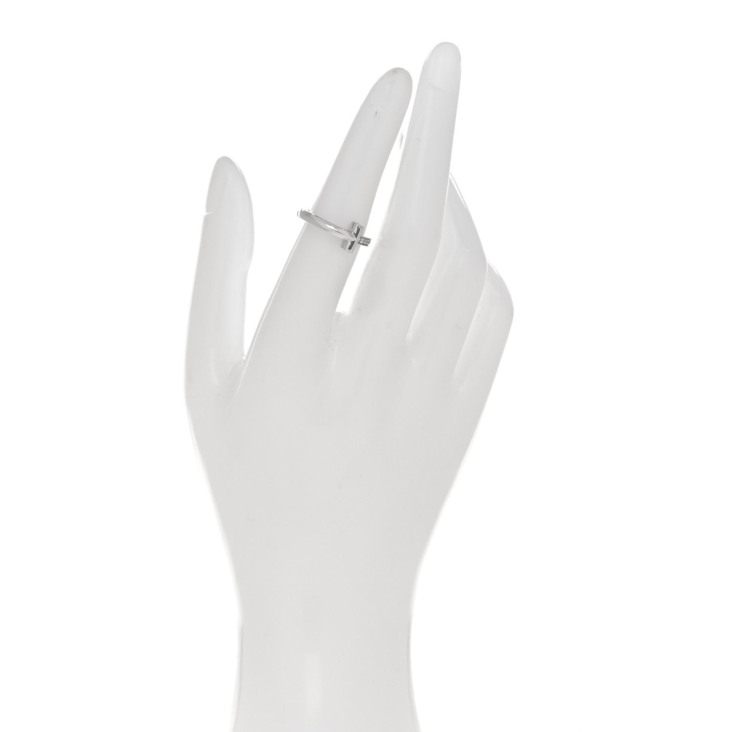 Tiffany 18K White Gold Diamond T T1 Ring 53 6.25 2 of 4