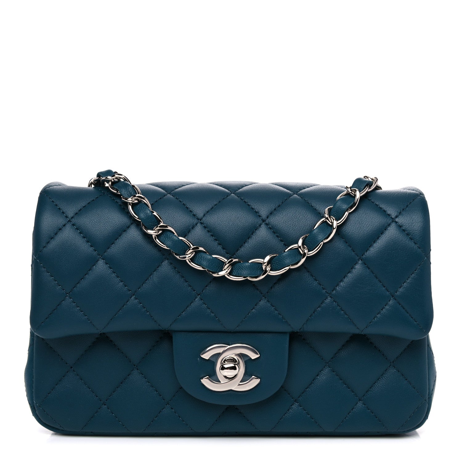 Chanel Lambskin Quilted Mini Rectangular Flap Dark Blue 1 of 10