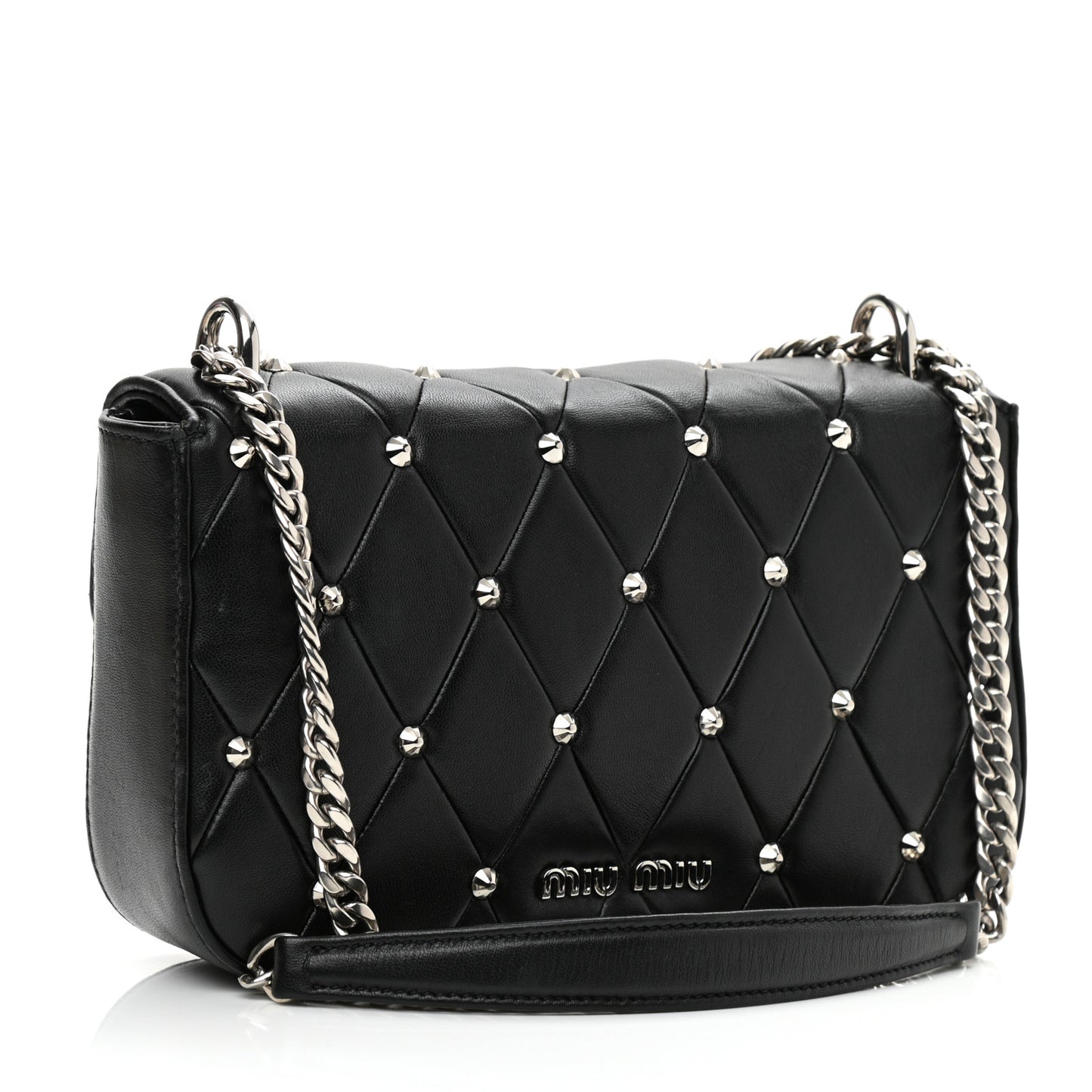 Pattina Nappa Crystal Studded Flap Bag Black