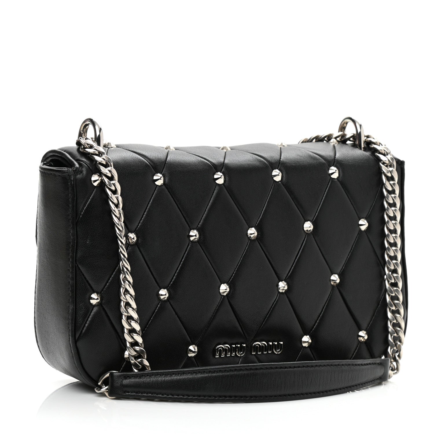 Miu Miu Pattina Nappa Crystal Studded Flap Bag Black 3 of 8