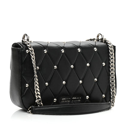 Miu Miu Pattina Nappa Crystal Studded Flap Bag Black 3 of 8