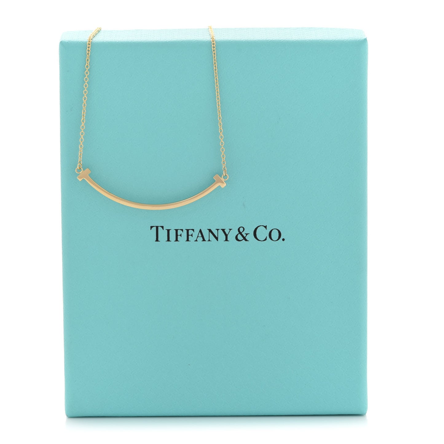 18K Yellow Gold Small T Smile Pendant Necklace
