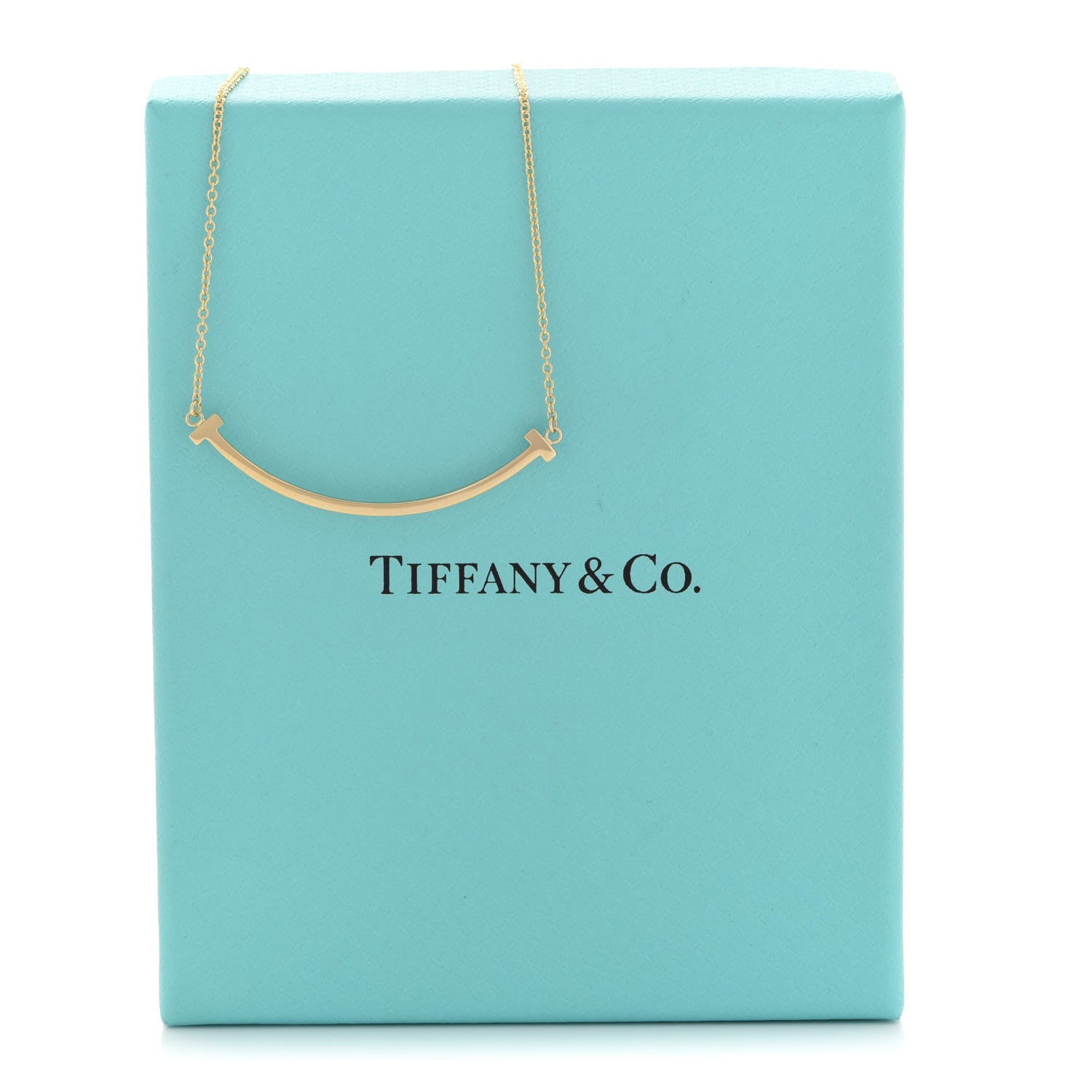 Tiffany 18K Yellow Gold Small T Smile Pendant Necklace 6 of 6