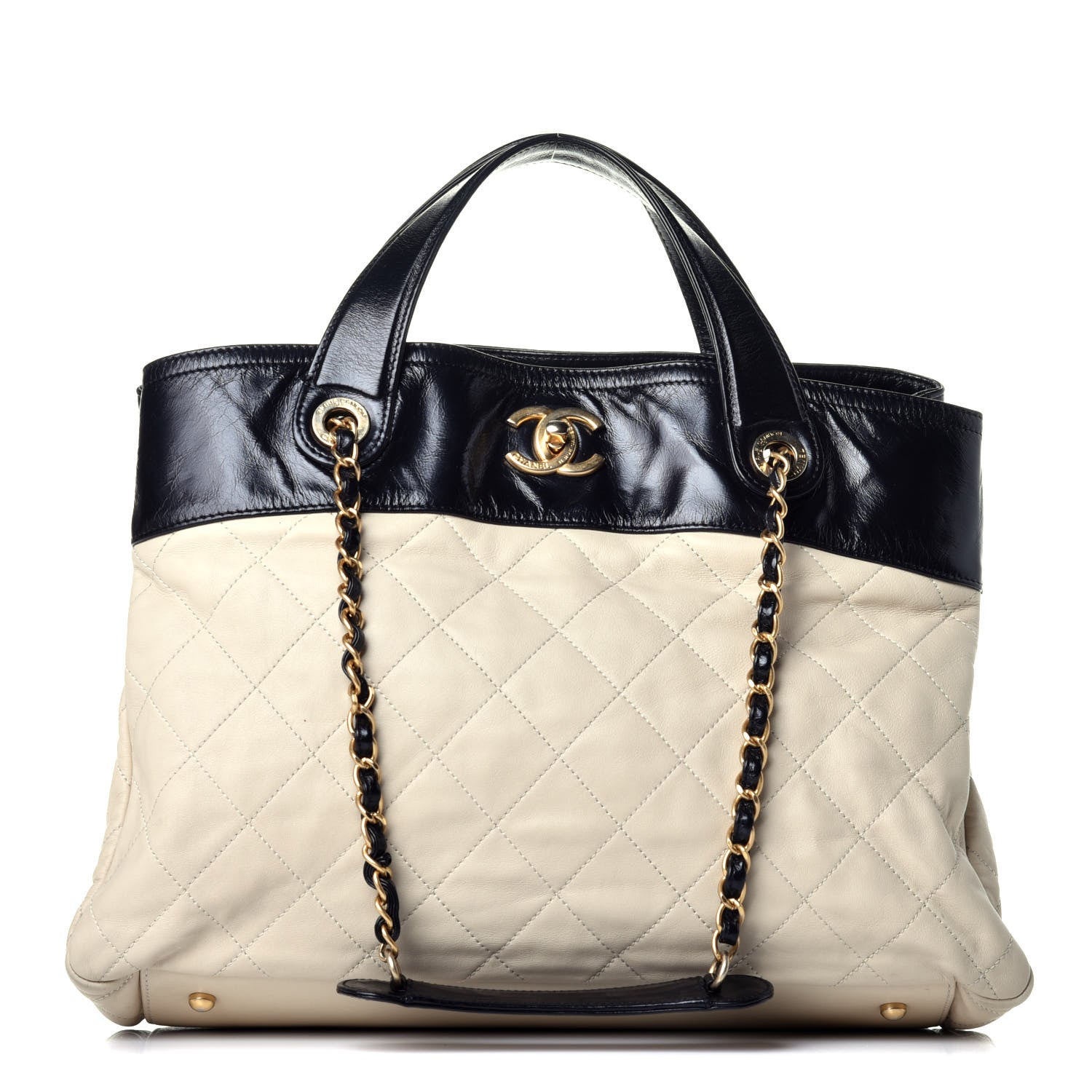 Chanel Calfskin Quilted In The Mix Shopping Tote Beige Black 1 of 20