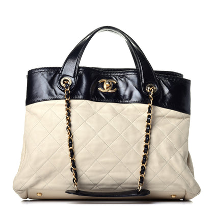 Chanel Calfskin Quilted In The Mix Shopping Tote Beige Black 1 of 20