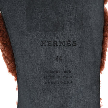 Hermes Woolskin Mens Izmir Sandals 44 Cognac 7 of 9