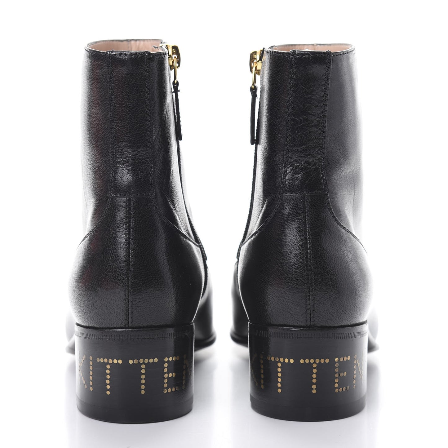 Goatskin Kitten Chain Horsebit Ankle Boots 36 Black